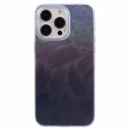 MP Series For iPhone 13 Pro Case TPU+Acrylic Gradient Feather Pattern IMD Phone Cover