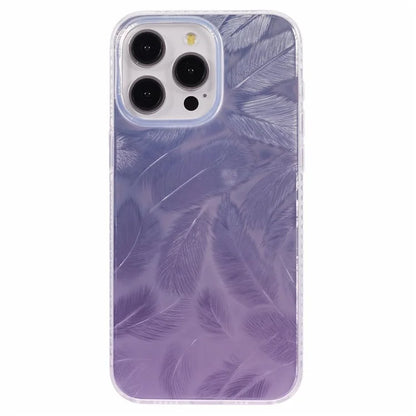 MP Series For iPhone 13 Pro Case TPU+Acrylic Gradient Feather Pattern IMD Phone Cover