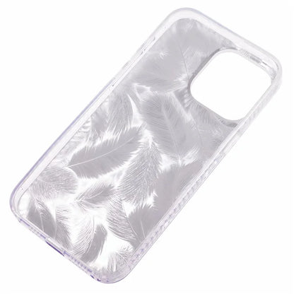MP Series For iPhone 13 Pro Case TPU+Acrylic Gradient Feather Pattern IMD Phone Cover
