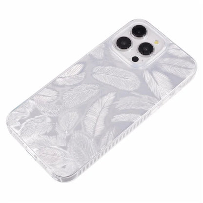 MP Series For iPhone 13 Pro Case TPU+Acrylic Gradient Feather Pattern IMD Phone Cover