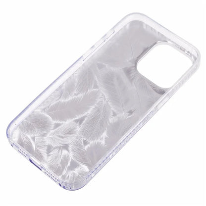 MP Series For iPhone 13 Pro Case TPU+Acrylic Gradient Feather Pattern IMD Phone Cover