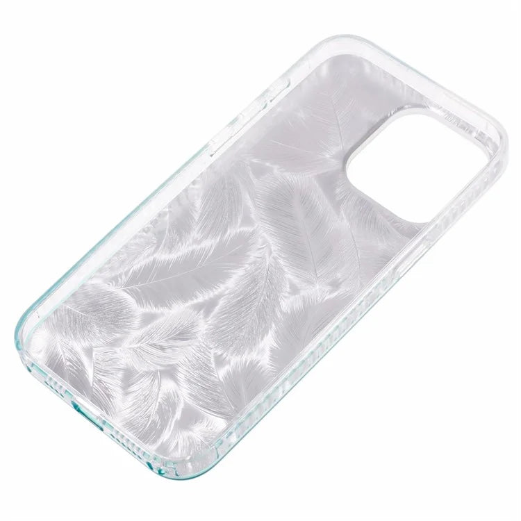 MP Series For iPhone 13 Pro Case TPU+Acrylic Gradient Feather Pattern IMD Phone Cover