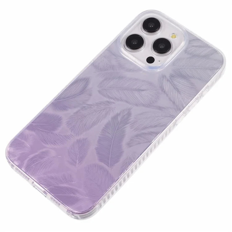 MP Series For iPhone 13 Pro Max Case Feather Pattern TPU+Acrylic Ultra Protection Phone Cover