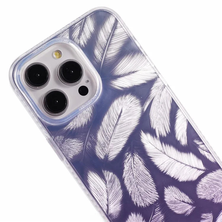 MP Series For iPhone 13 Pro Max Case Feather Pattern TPU+Acrylic Ultra Protection Phone Cover