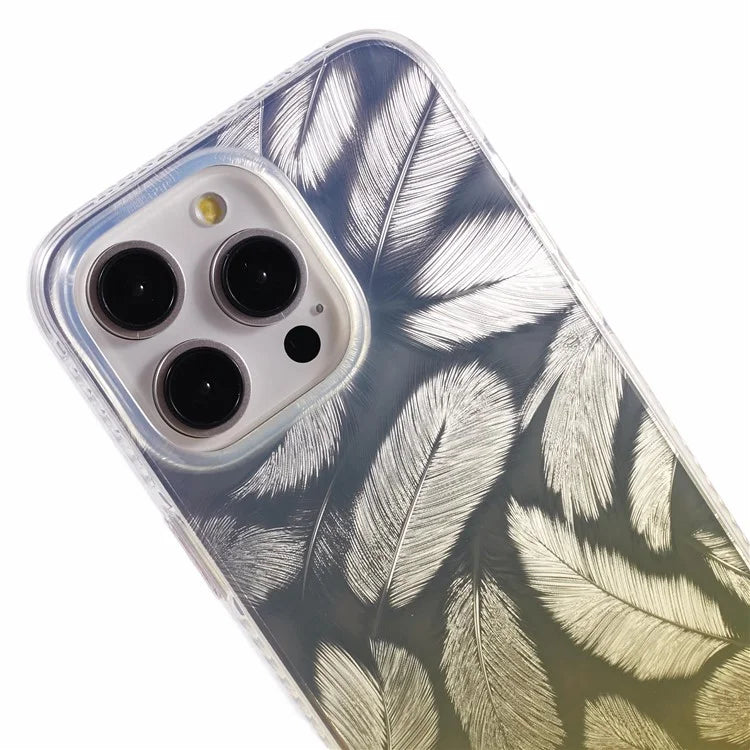 MP Series For iPhone 13 Pro Max Case Feather Pattern TPU+Acrylic Ultra Protection Phone Cover