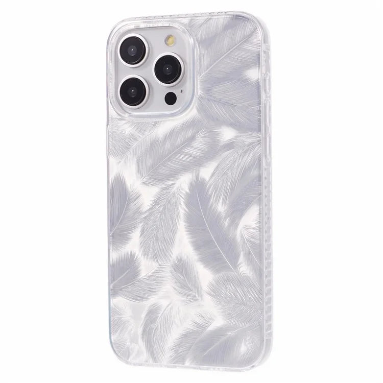 MP Series For iPhone 13 Pro Max Case Feather Pattern TPU+Acrylic Ultra Protection Phone Cover