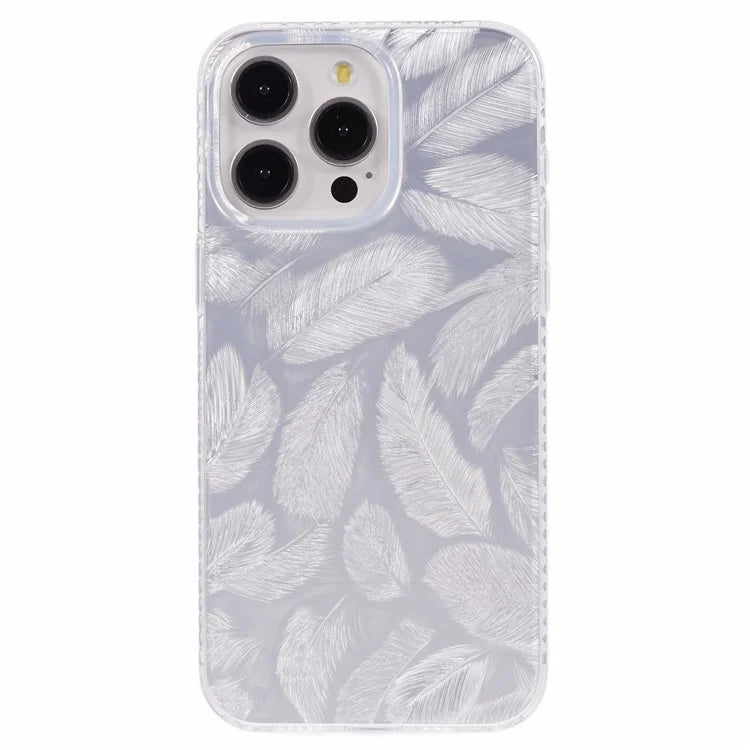 MP Series For iPhone 13 Pro Max Case Feather Pattern TPU+Acrylic Ultra Protection Phone Cover