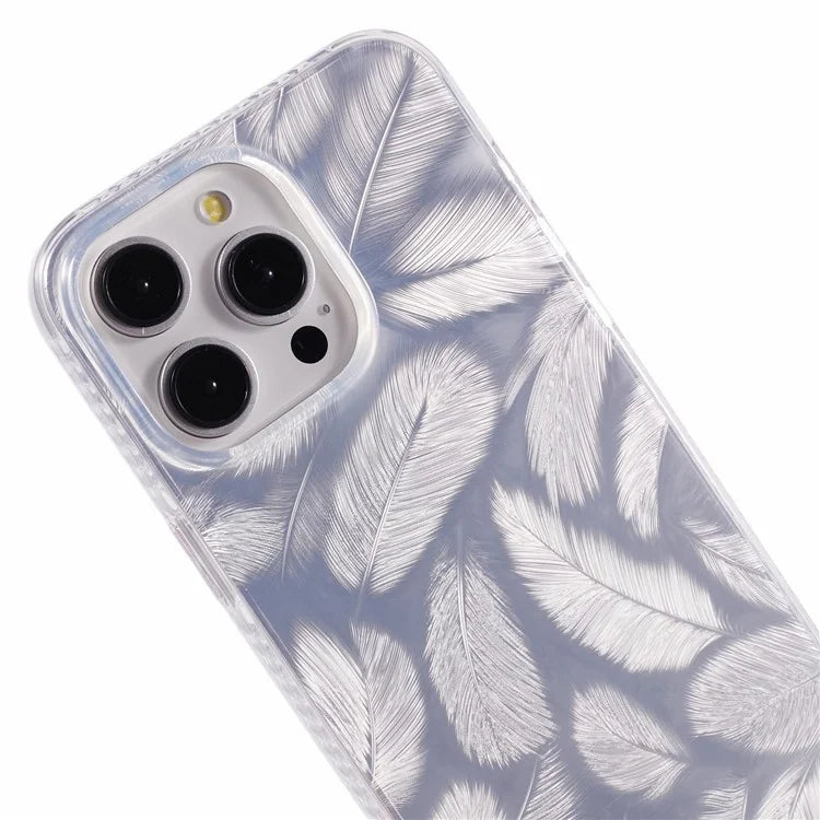 MP Series For iPhone 13 Pro Max Case Feather Pattern TPU+Acrylic Ultra Protection Phone Cover