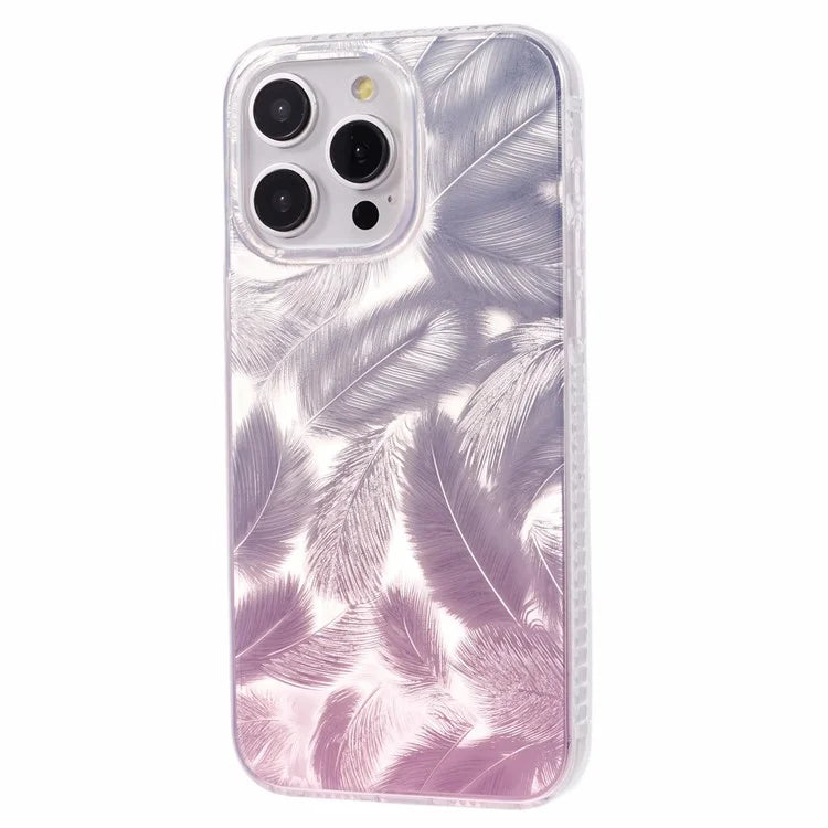 MP Series For iPhone 13 Pro Max Case Feather Pattern TPU+Acrylic Ultra Protection Phone Cover