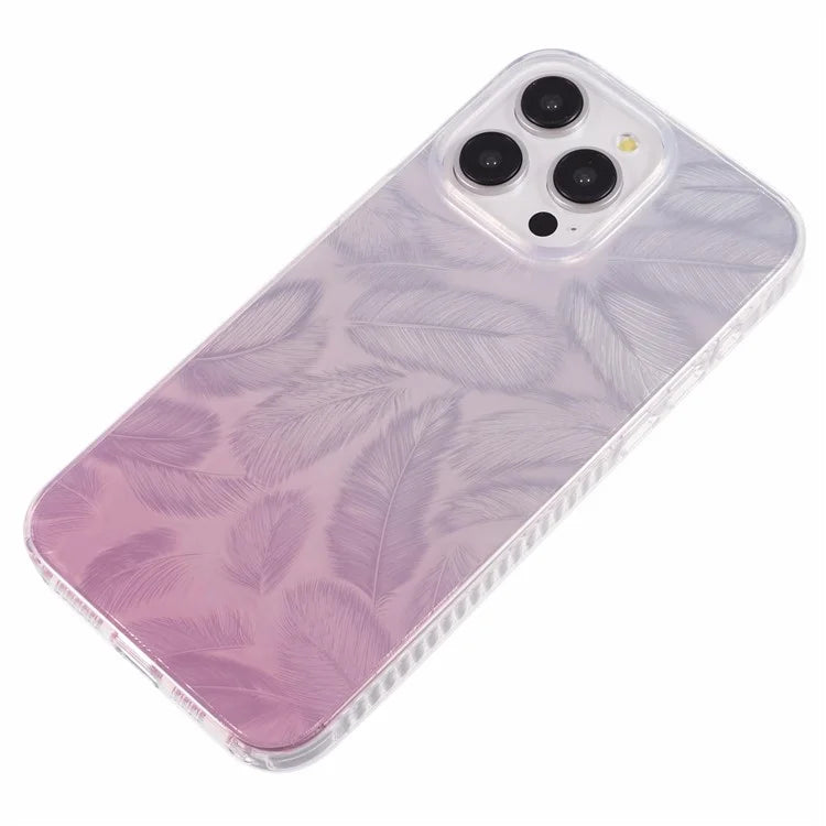 MP Series For iPhone 13 Pro Max Case Feather Pattern TPU+Acrylic Ultra Protection Phone Cover