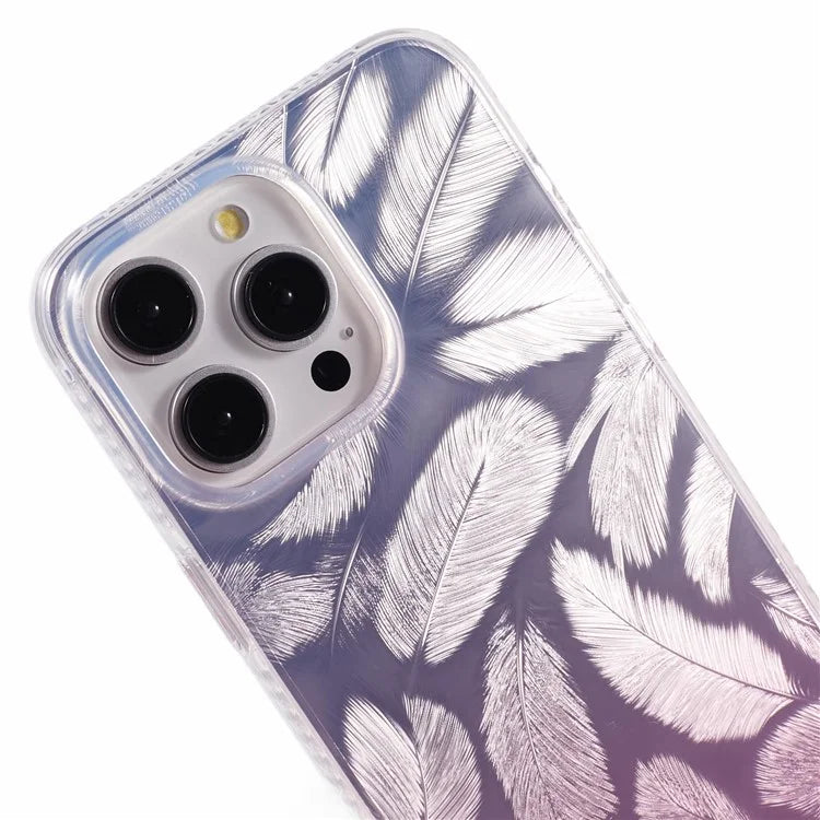 MP Series For iPhone 13 Pro Max Case Feather Pattern TPU+Acrylic Ultra Protection Phone Cover