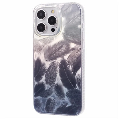 MP Series For iPhone 14 Pro Max Phone Case TPU+Acrylic Gradient Cover Feathers Pattern Design