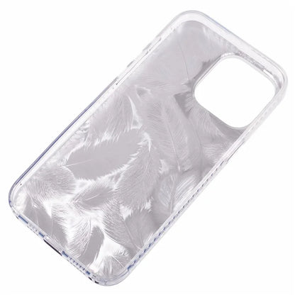 MP Series For iPhone 14 Pro Max Phone Case TPU+Acrylic Gradient Cover Feathers Pattern Design