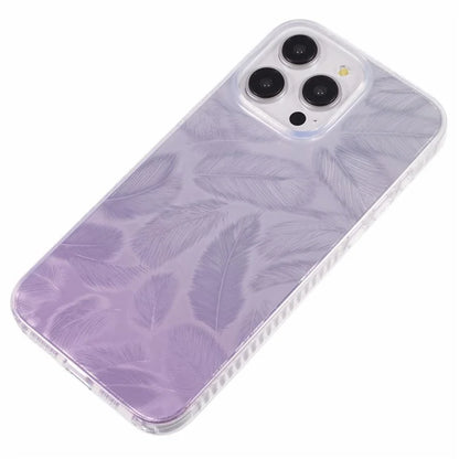 MP Series For iPhone 14 Pro Max Phone Case TPU+Acrylic Gradient Cover Feathers Pattern Design