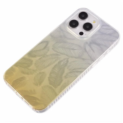 MP Series For iPhone 14 Pro Max Phone Case TPU+Acrylic Gradient Cover Feathers Pattern Design