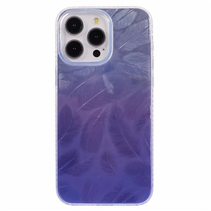 MP Series For iPhone 14 Pro Max Phone Case TPU+Acrylic Gradient Cover Feathers Pattern Design