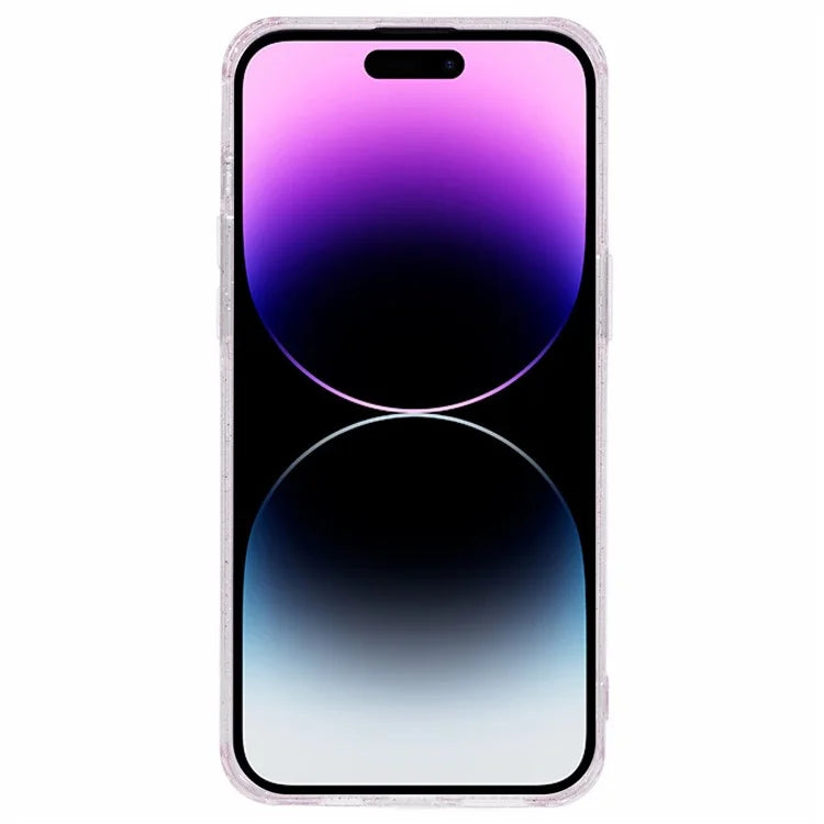 XW Series For iPhone 14 Pro Phone Case Glitter Powder Shockproof TPU Cover with Luminous Design