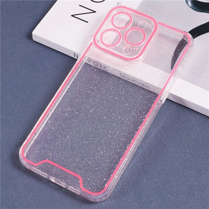 XW Series For iPhone 14 Pro Phone Case Glitter Powder Shockproof TPU Cover with Luminous Design