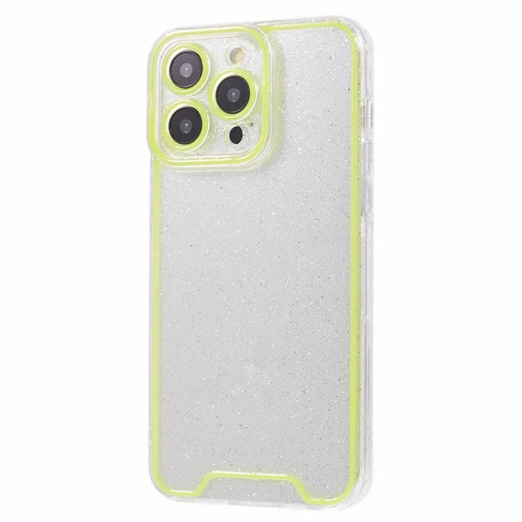 XW Series For iPhone 14 Pro Phone Case Glitter Powder Shockproof TPU Cover with Luminous Design