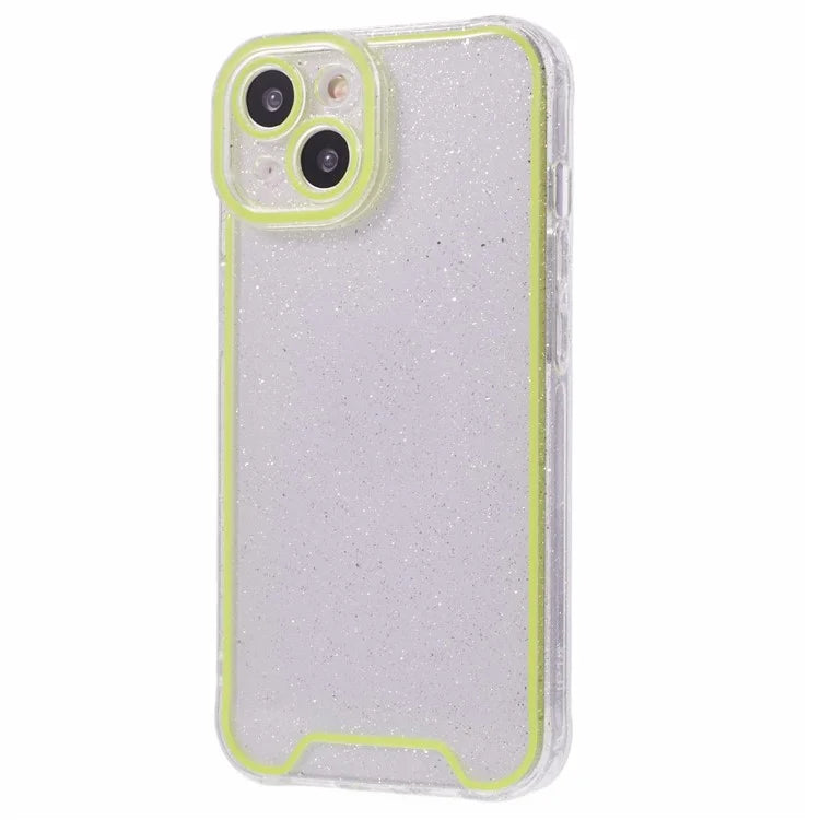 XW Series For iPhone 13 TPU Case Luminous Frame Glitter Bling Phone Cover
