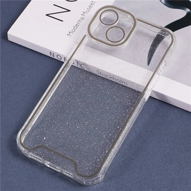 XW Series For iPhone 13 TPU Case Luminous Frame Glitter Bling Phone Cover