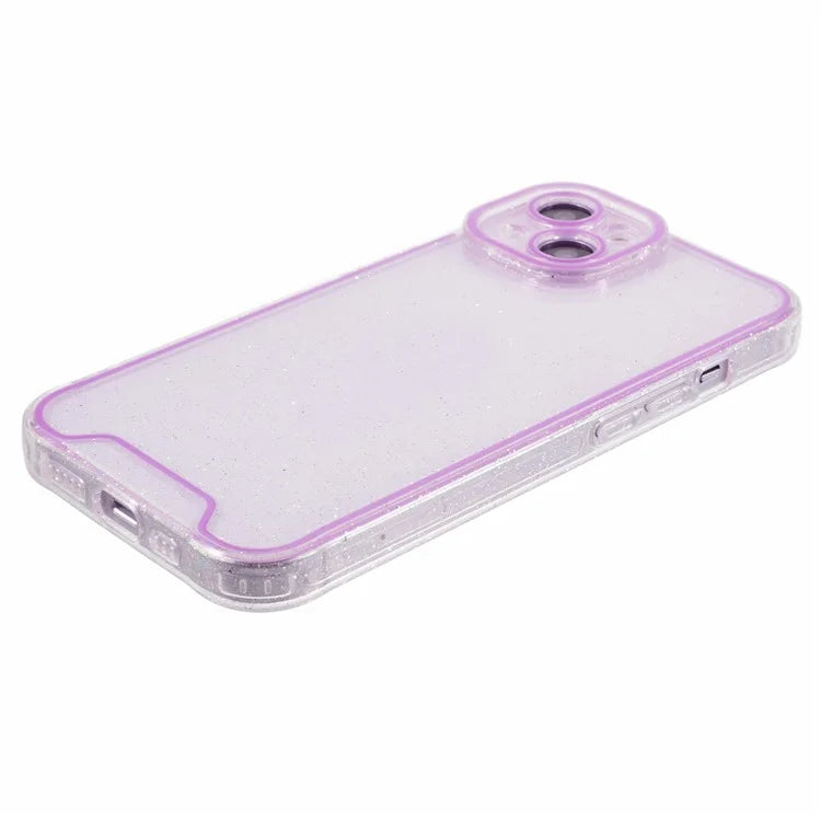 XW Series For iPhone 13 TPU Case Luminous Frame Glitter Bling Phone Cover
