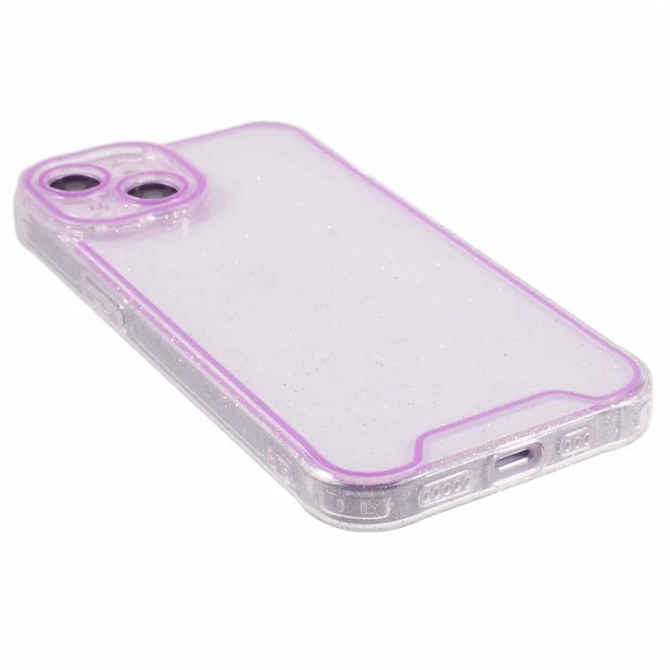 XW Series For iPhone 13 TPU Case Luminous Frame Glitter Bling Phone Cover
