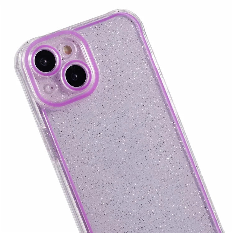 XW Series For iPhone 13 TPU Case Luminous Frame Glitter Bling Phone Cover