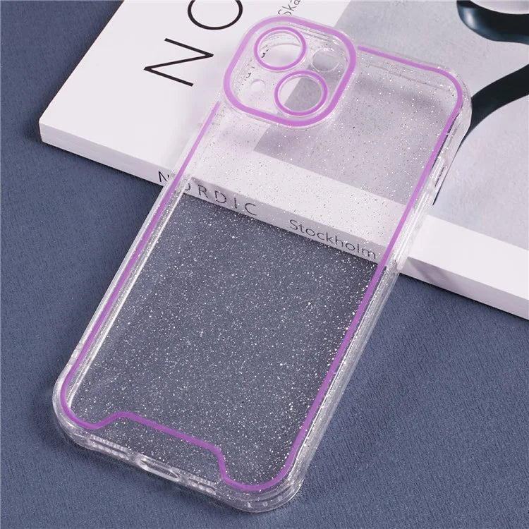 XW Series For iPhone 13 TPU Case Luminous Frame Glitter Bling Phone Cover