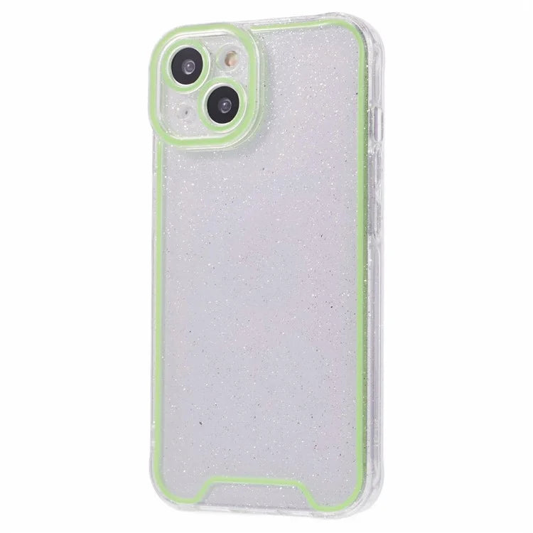 XW Series For iPhone 13 TPU Case Luminous Frame Glitter Bling Phone Cover