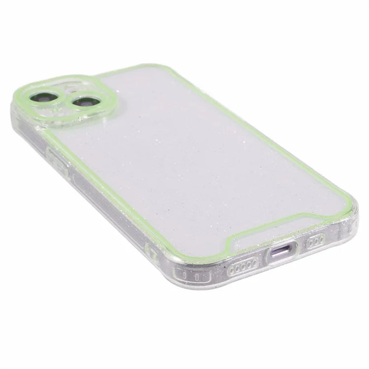 XW Series For iPhone 13 TPU Case Luminous Frame Glitter Bling Phone Cover