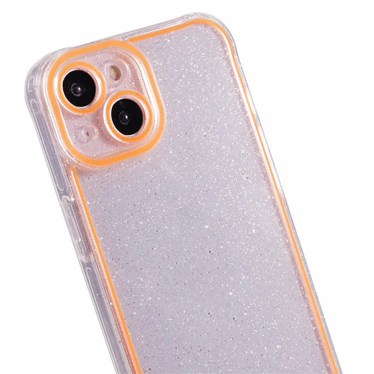 XW Series For iPhone 13 TPU Case Luminous Frame Glitter Bling Phone Cover