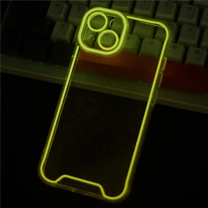 XW Series For iPhone 13 TPU Case Luminous Frame Glitter Bling Phone Cover