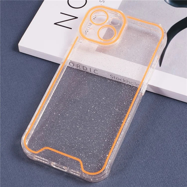XW Series For iPhone 13 TPU Case Luminous Frame Glitter Bling Phone Cover