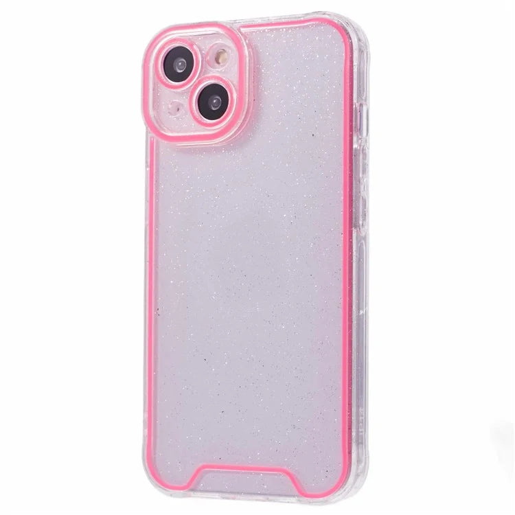 XW Series For iPhone 13 TPU Case Luminous Frame Glitter Bling Phone Cover