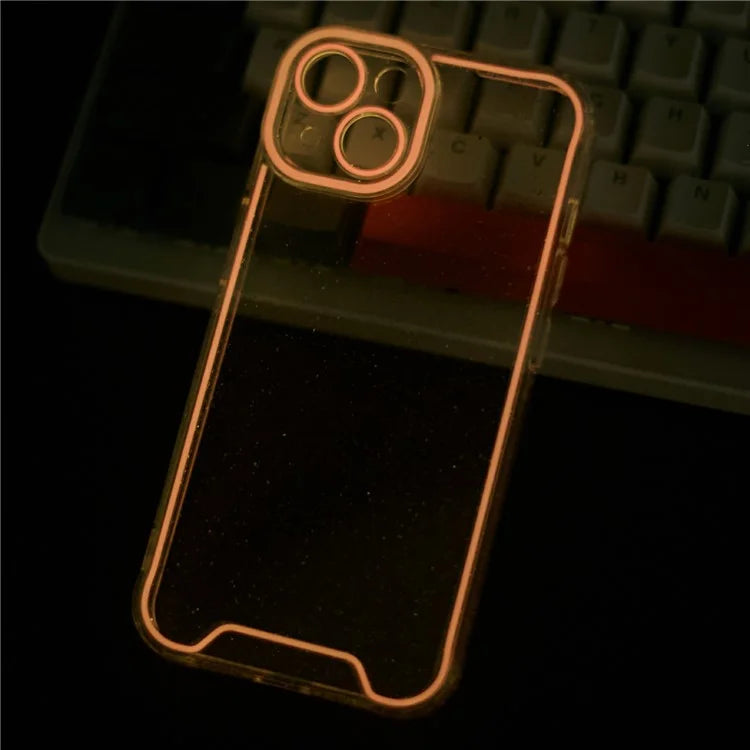 XW Series For iPhone 13 TPU Case Luminous Frame Glitter Bling Phone Cover