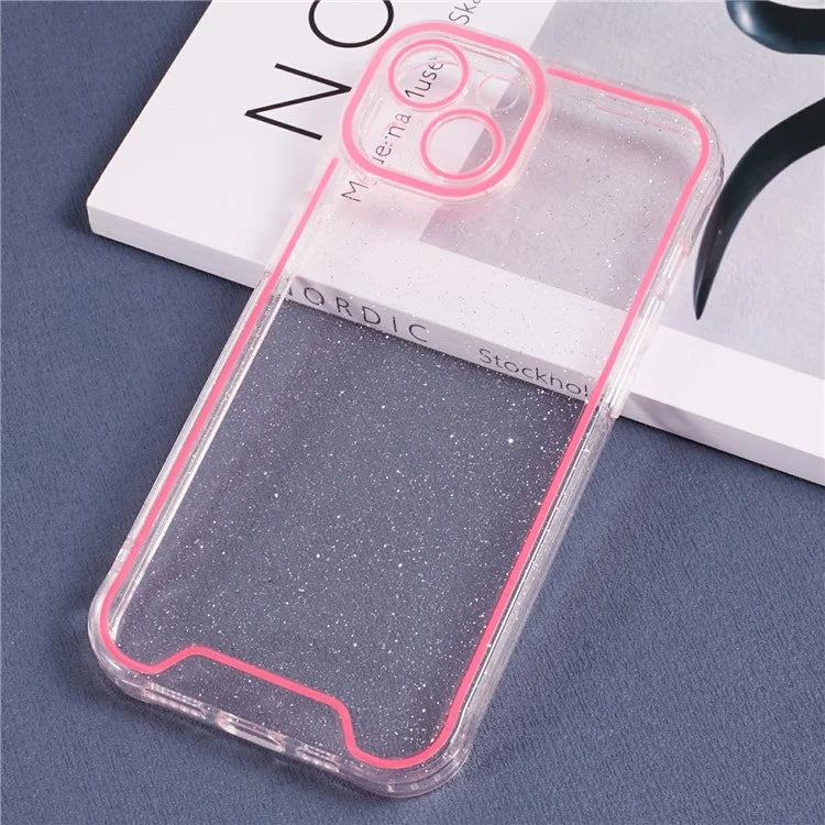 XW Series For iPhone 13 TPU Case Luminous Frame Glitter Bling Phone Cover