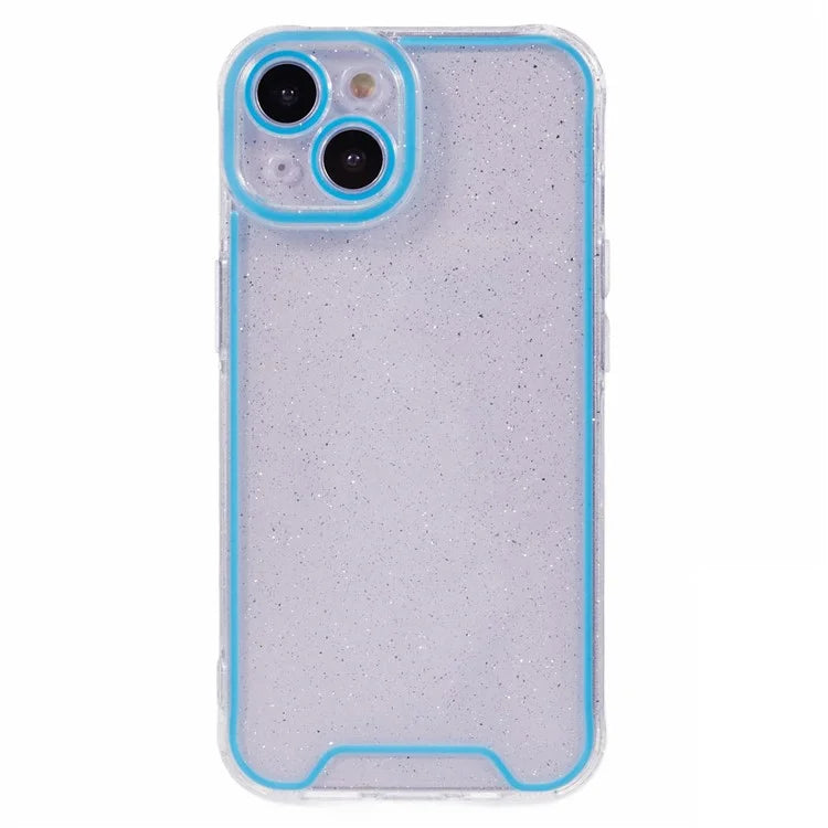 XW Series For iPhone 13 TPU Case Luminous Frame Glitter Bling Phone Cover