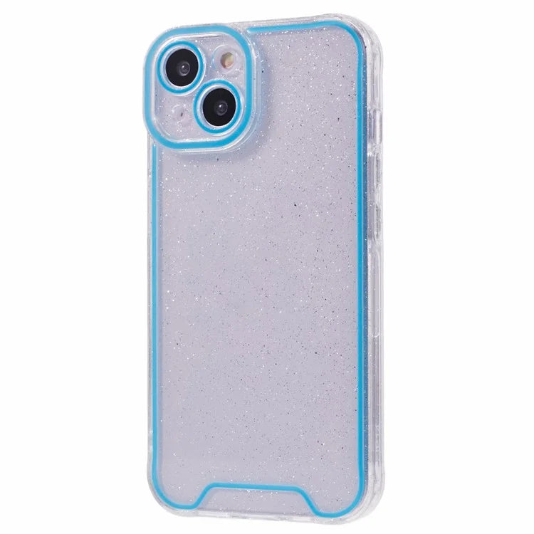 XW Series For iPhone 13 TPU Case Luminous Frame Glitter Bling Phone Cover