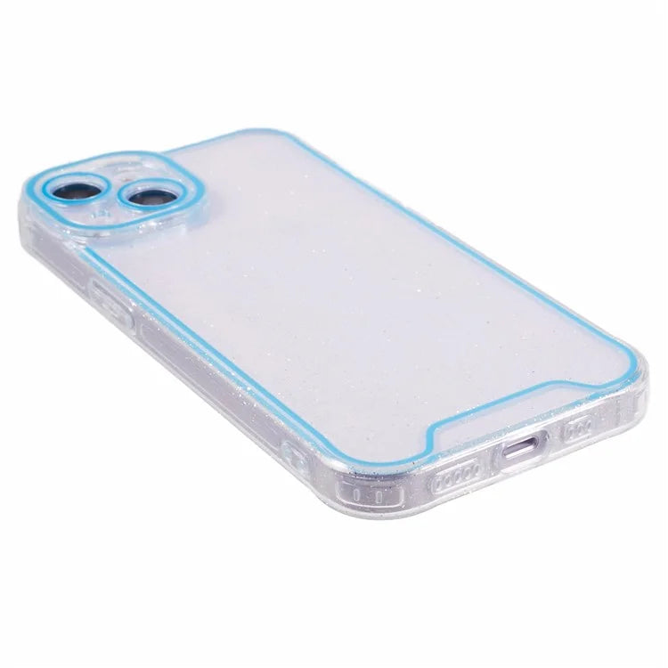 XW Series For iPhone 13 TPU Case Luminous Frame Glitter Bling Phone Cover