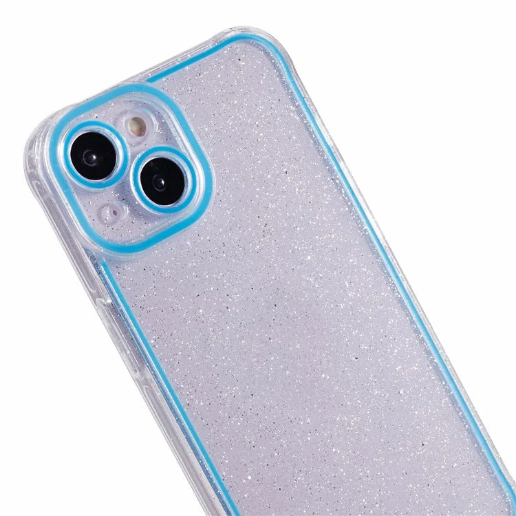 XW Series For iPhone 13 TPU Case Luminous Frame Glitter Bling Phone Cover
