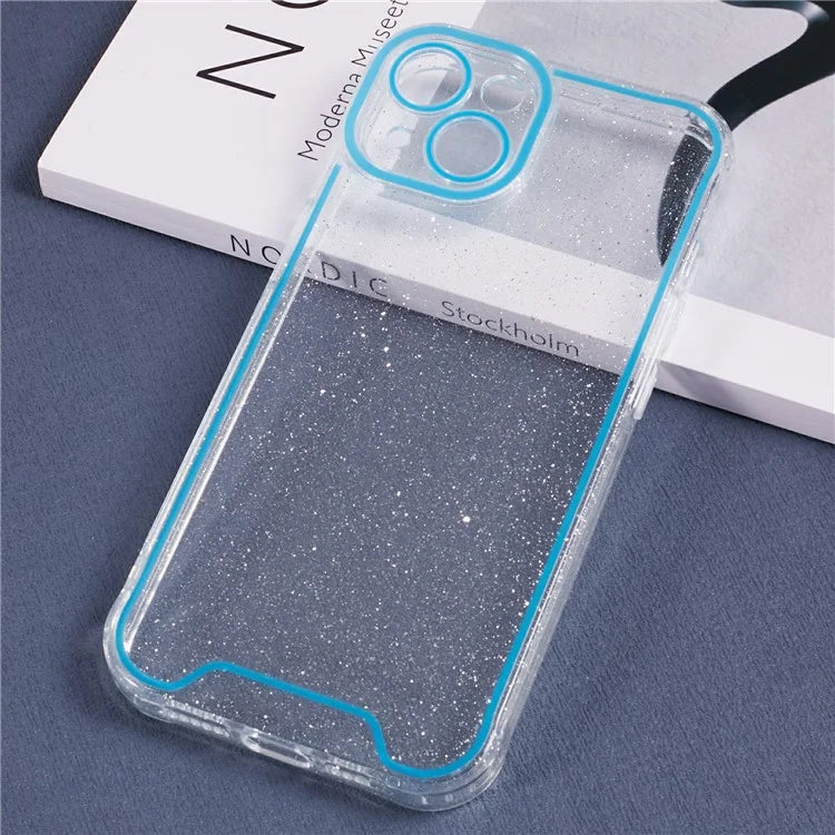 XW Series For iPhone 13 TPU Case Luminous Frame Glitter Bling Phone Cover