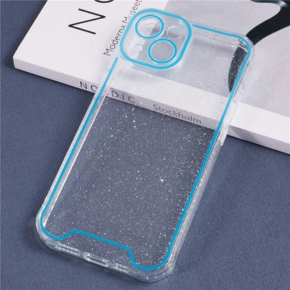 XW Series For iPhone 13 TPU Case Luminous Frame Glitter Bling Phone Cover