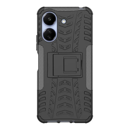 For Xiaomi Redmi 13C 4G / Poco C65 4G Case with Kickstand Tyre Pattern PC+TPU Shockproof Phone Cover