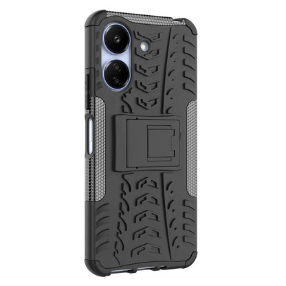 For Xiaomi Redmi 13C 4G / Poco C65 4G Case with Kickstand Tyre Pattern PC+TPU Shockproof Phone Cover