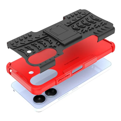 For Xiaomi Redmi 13C 4G / Poco C65 4G Case with Kickstand Tyre Pattern PC+TPU Shockproof Phone Cover