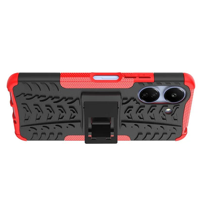For Xiaomi Redmi 13C 4G / Poco C65 4G Case with Kickstand Tyre Pattern PC+TPU Shockproof Phone Cover