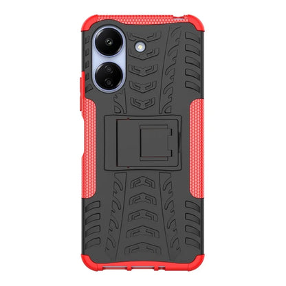 For Xiaomi Redmi 13C 4G / Poco C65 4G Case with Kickstand Tyre Pattern PC+TPU Shockproof Phone Cover
