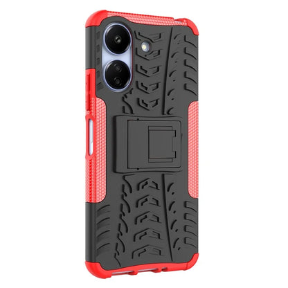 For Xiaomi Redmi 13C 4G / Poco C65 4G Case with Kickstand Tyre Pattern PC+TPU Shockproof Phone Cover