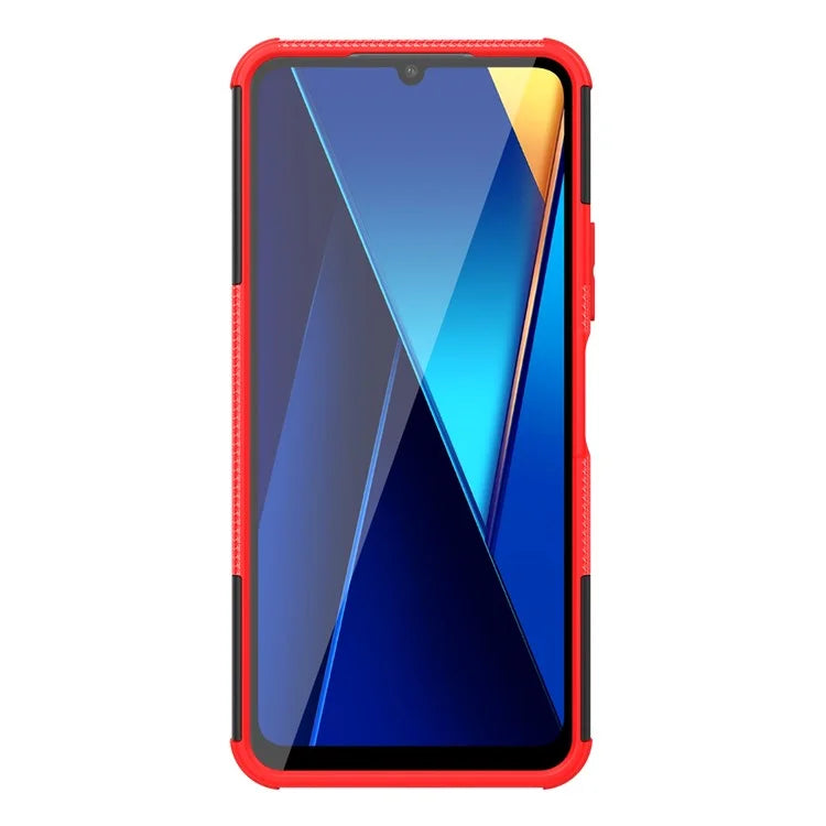 For Xiaomi Redmi 13C 4G / Poco C65 4G Case with Kickstand Tyre Pattern PC+TPU Shockproof Phone Cover